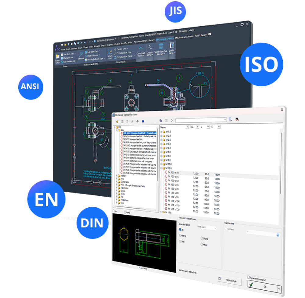 compliant with ISO, EN, DIN, ANSI and more