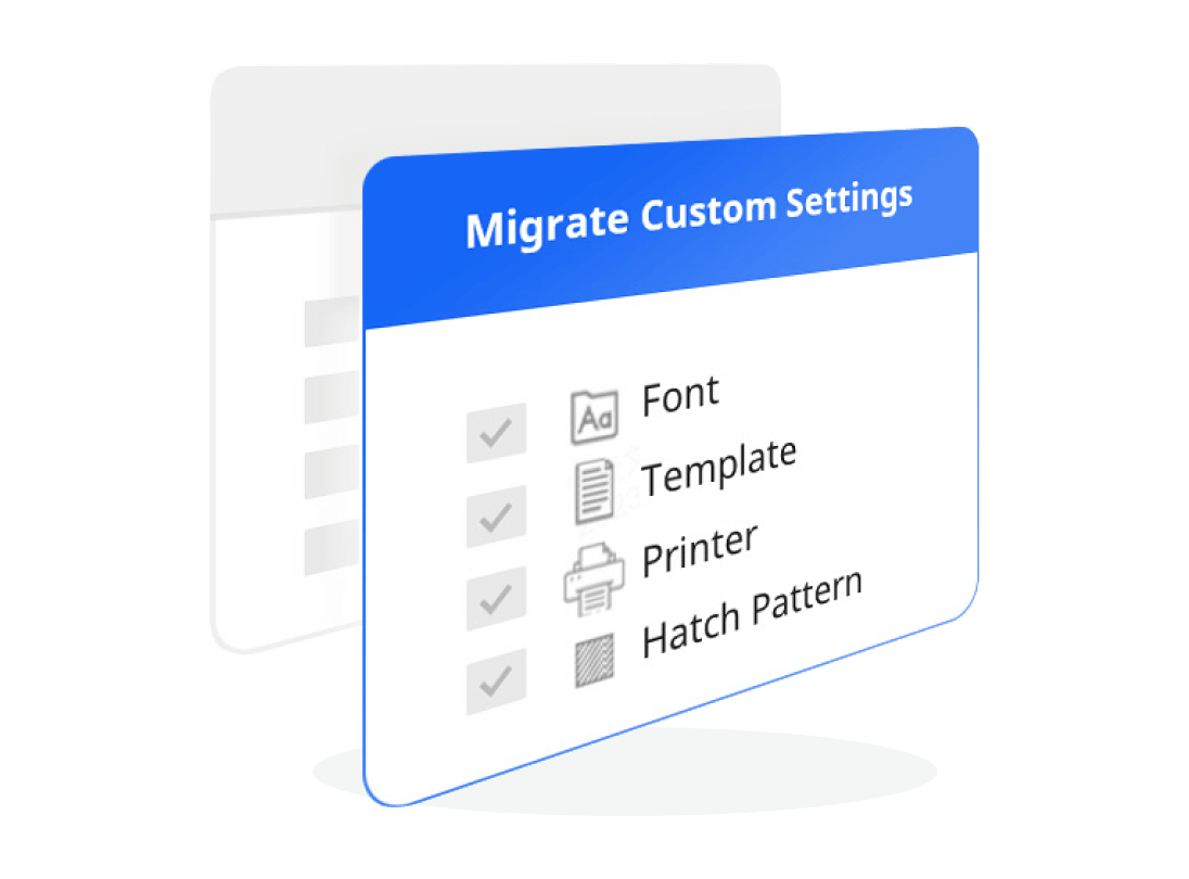 Migração de fontes, templates, impressoras e padrões de hatch